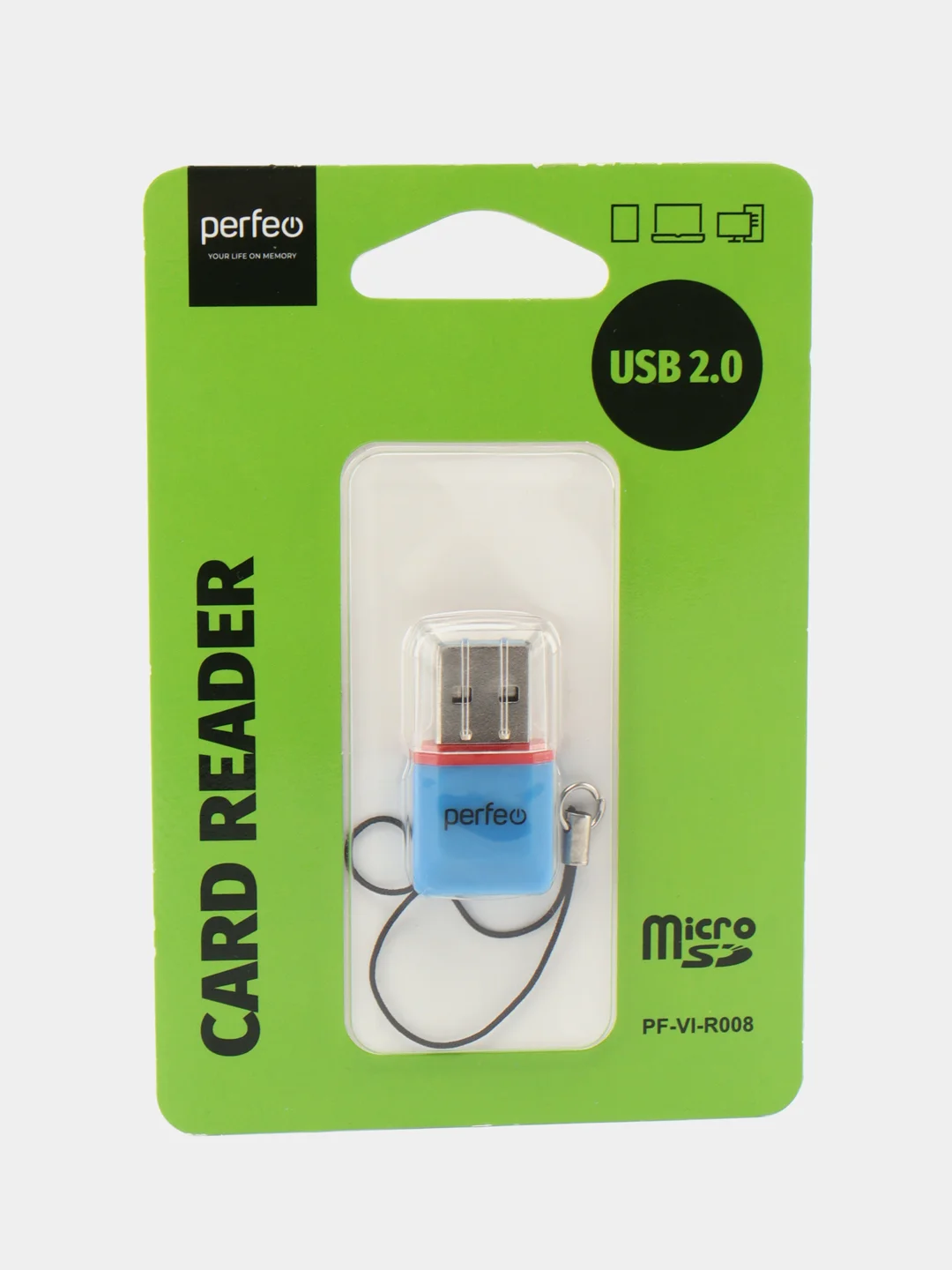 Синий адаптер Perfeo Micro SD, PF-VI-R008