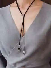 Чокер кожаный шнурок 2 сердца