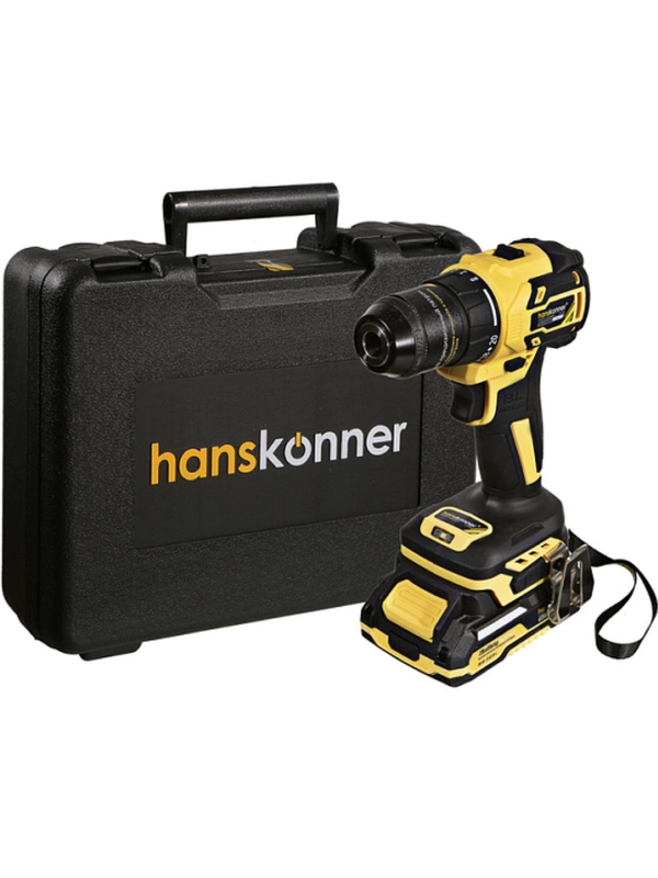 Дрель акк б/щ Hanskonner HCD2065C 18В, 1BatterySystem,60Нм, пл.патрон, 2х2Ач,кейс