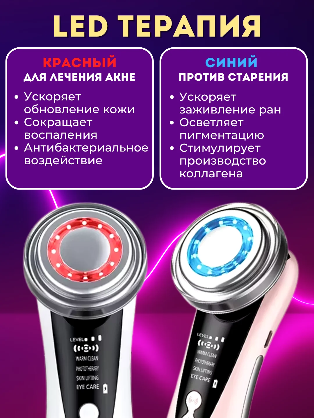 Бирюзовый массажер для лица и шеи, микротоковый
