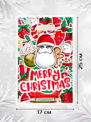 Подарочный пакет новогодний из жемчужной пленки, 17*25 см