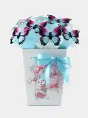 Белый светящийся букет, букет из бабочек,  подарок, подарочный набор