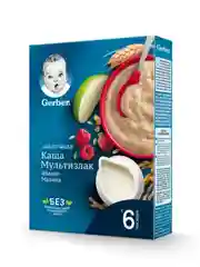 Каша молочная GERBER, мультизлаковая, яблоко, малина с 6 месяцев, 180 г