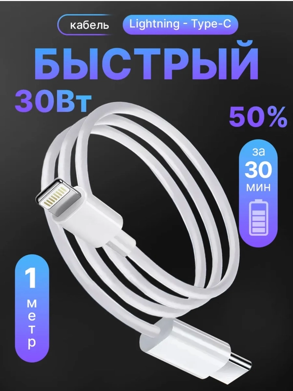 Кабель зарядный для iPhone, с быстрой зарядкой, 1м и 2м