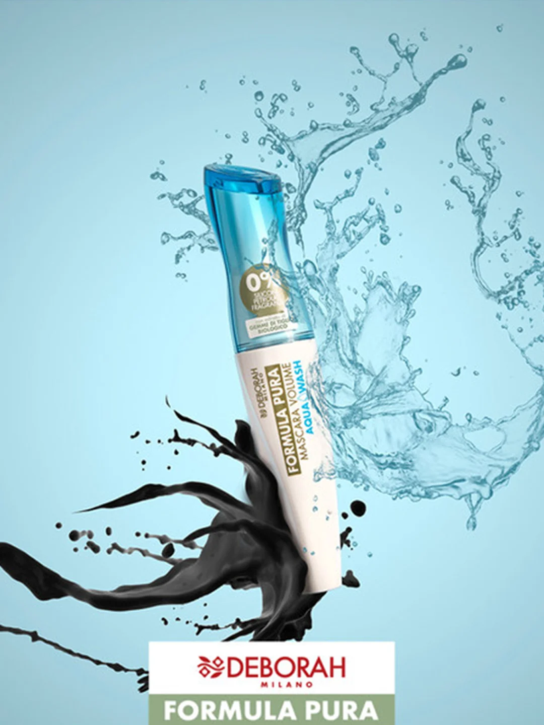 DEBORAH Тушь для ресниц Объем FORMULA PURA MASCARA VOLUME AQUA WASH BLACK тон черный