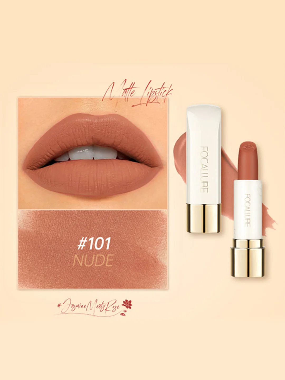 FOCALLURE Помада для губ Pure Matte Lipstick тон 101, 3,7 г