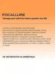 FOCALLURE Помада для губ Pure Matte Lipstick тон 104, 3,7 г