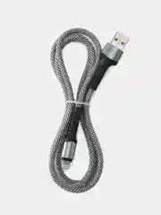 Серый кабель быстрой зарядки плетеный для телефона шнур TypeС /Micro/Lightning  6А 1 метр