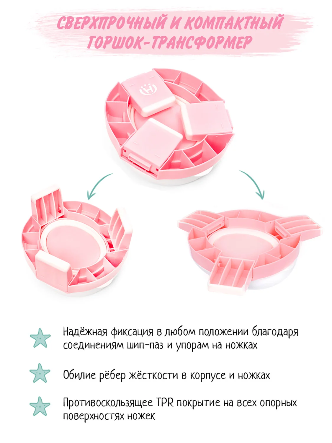 Розовый горшок детский складной 3в1, дорожный горшок, накладка на унитаз