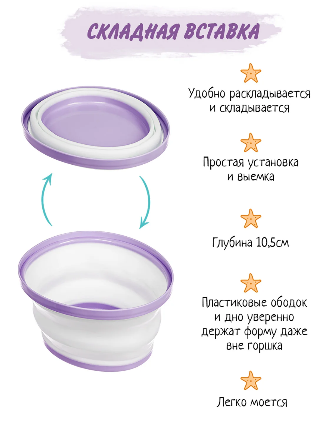 Лавандовый горшок детский складной 3в1, дорожный горшок, накладка на унитаз