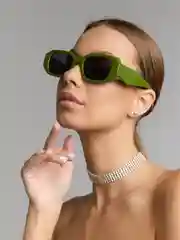 Зеленый женские очки прямоугольные, солнцезащитные, женские очки имедживые премиум качества