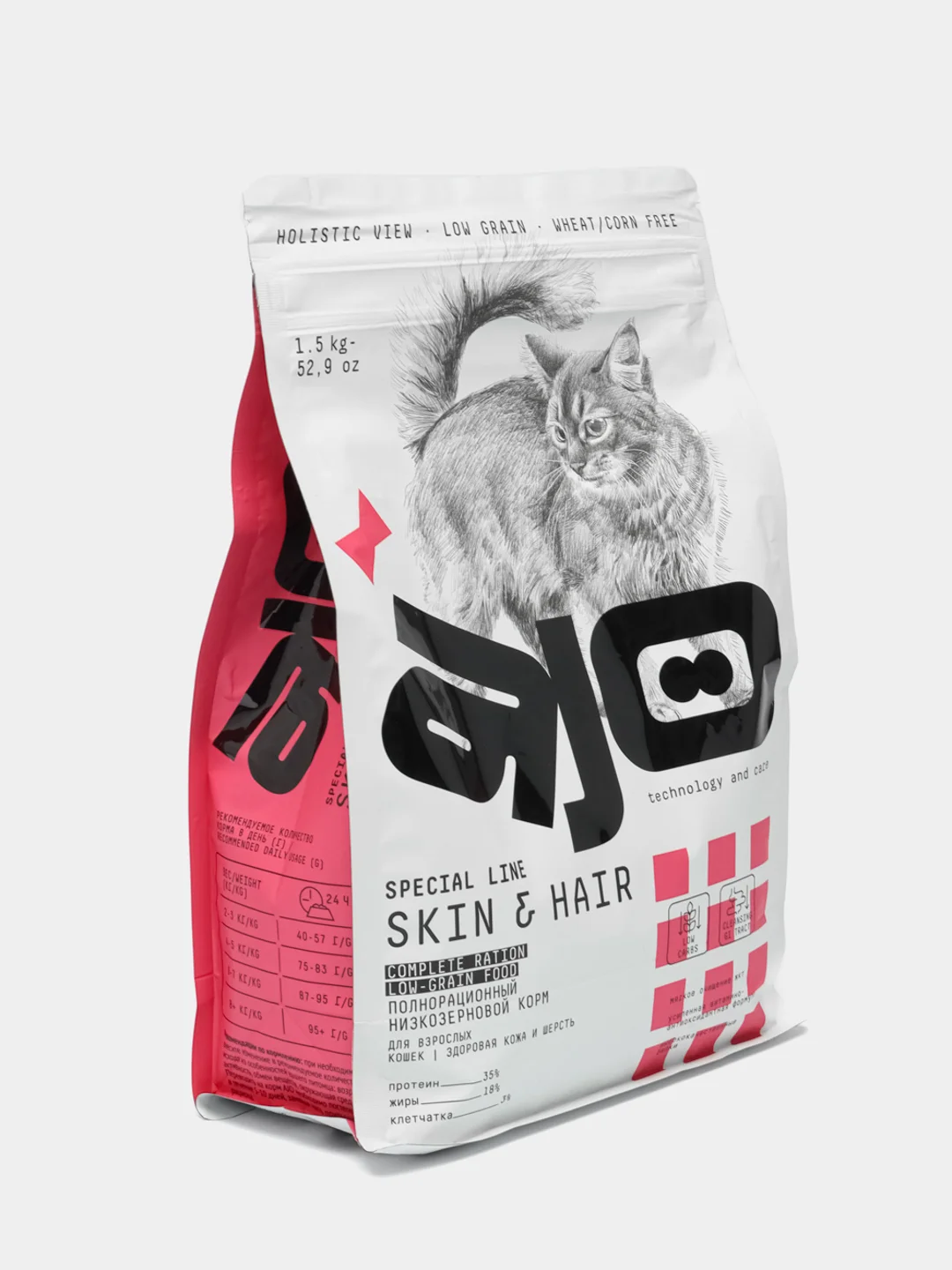 Сухой Pro корм для кошек АЙО (AJO) Skin & Hair здоровая кожа и красивая шерсть