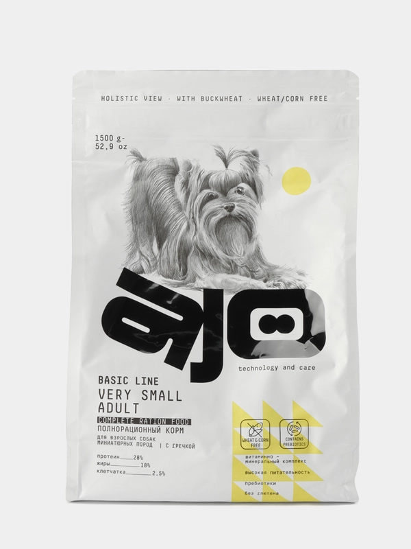 Сухой Pro корм для взрослых миниатюрных собак АЙО (AJO) Dog Very Small Adult с гречкой