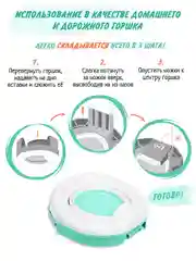 Мятный горшок детский складной 3в1, дорожный горшок, накладка на унитаз