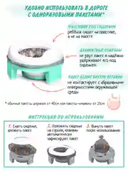 Мятный горшок детский складной 3в1, дорожный горшок, накладка на унитаз