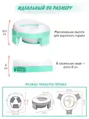 Мятный горшок детский складной 3в1, дорожный горшок, накладка на унитаз