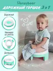 Мятный горшок детский складной 3в1, дорожный горшок, накладка на унитаз
