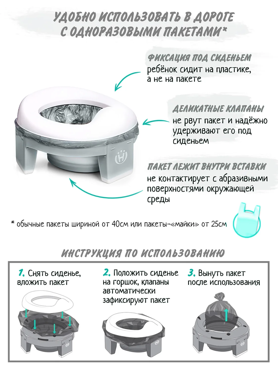 Серый горшок детский складной 3в1, дорожный горшок, накладка на унитаз