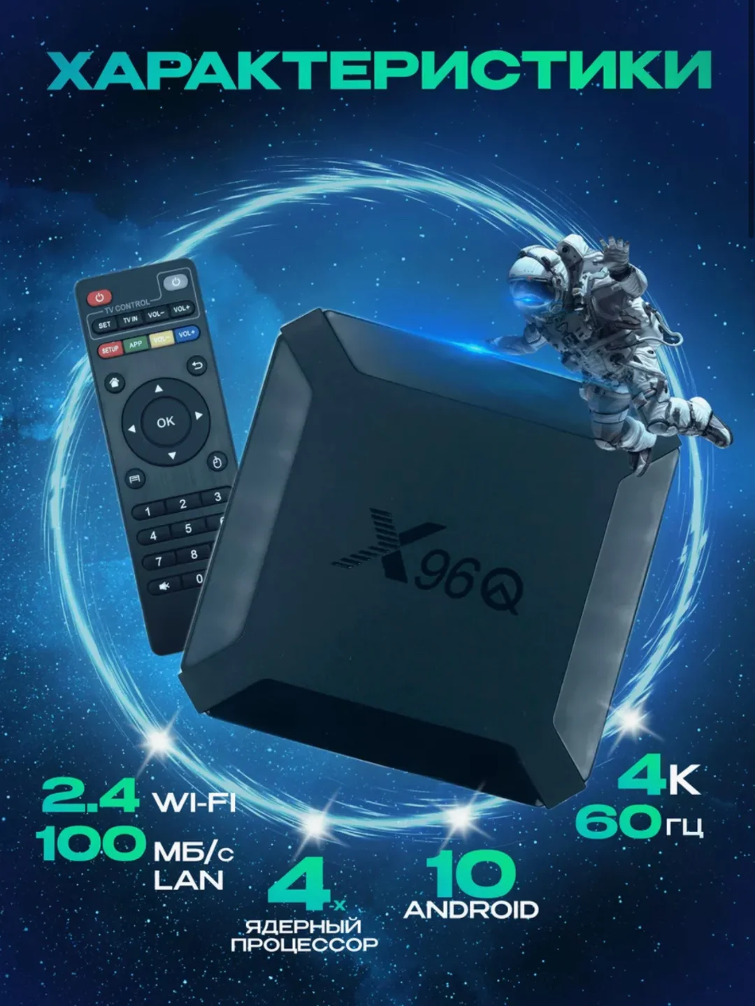 Цифровая смарт-тв приставка для телевизора X96Q 2G/16 Gb, Android 10.0, Smart TV, 4K
