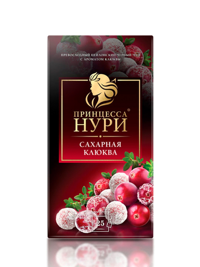 Чай в пакетиках черный Принцесса Нури "Сахарная клюква", 25 пакетиков по 1,5 г