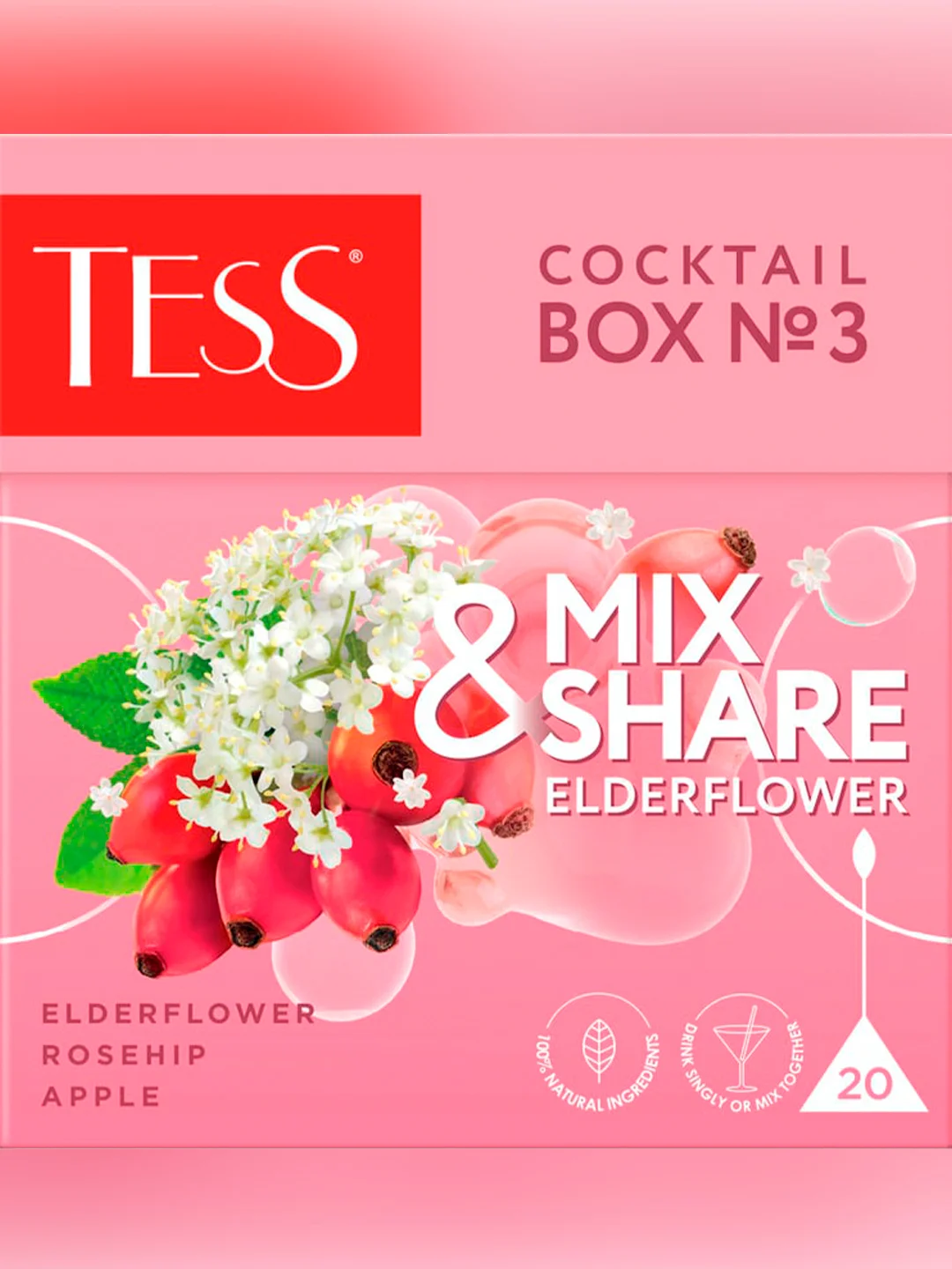 Чай в пирамидках Tess Коктейль Бокс№3 Бузина оолонг с добавками 1,5гх20пакетиков