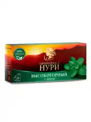 Чай в пакетиках черный Принцесса НУРИ Высокогорный с мятой 1,8гx25пакетиков