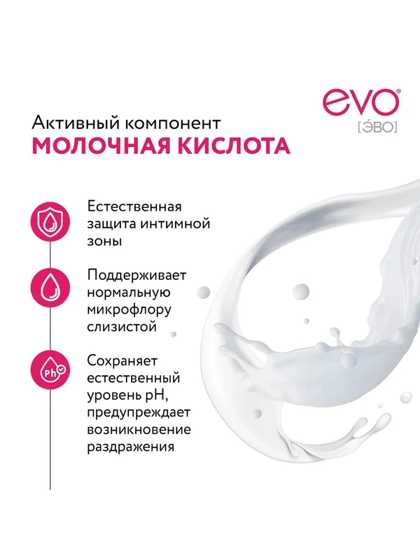 Крем-мыло для интимной гигиены EVO Intimate с молочной кислотой, рН 5,2