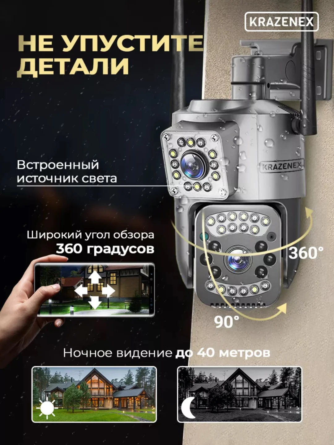 Уличная 4G и Wi-Fi IP камера видеонаблюдения, двойная, датчик движения и ночная съемка