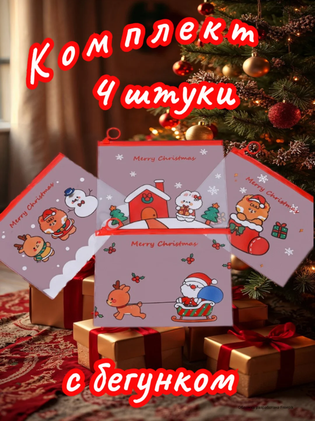 Новогодний Zip Lock (зип лок) пакет с замком, новогодняя подарочная упаковка, пенал