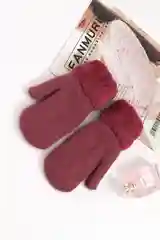 Бордовый варежки женские зимние двухслойные утолщенные шерстяные с возможностью удлинения, 8 цветов