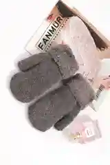 Тёмно-серый варежки женские зимние двухслойные утолщенные шерстяные с возможностью удлинения, 8 цветов