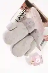 Серый варежки женские зимние двухслойные утолщенные шерстяные с возможностью удлинения, 8 цветов