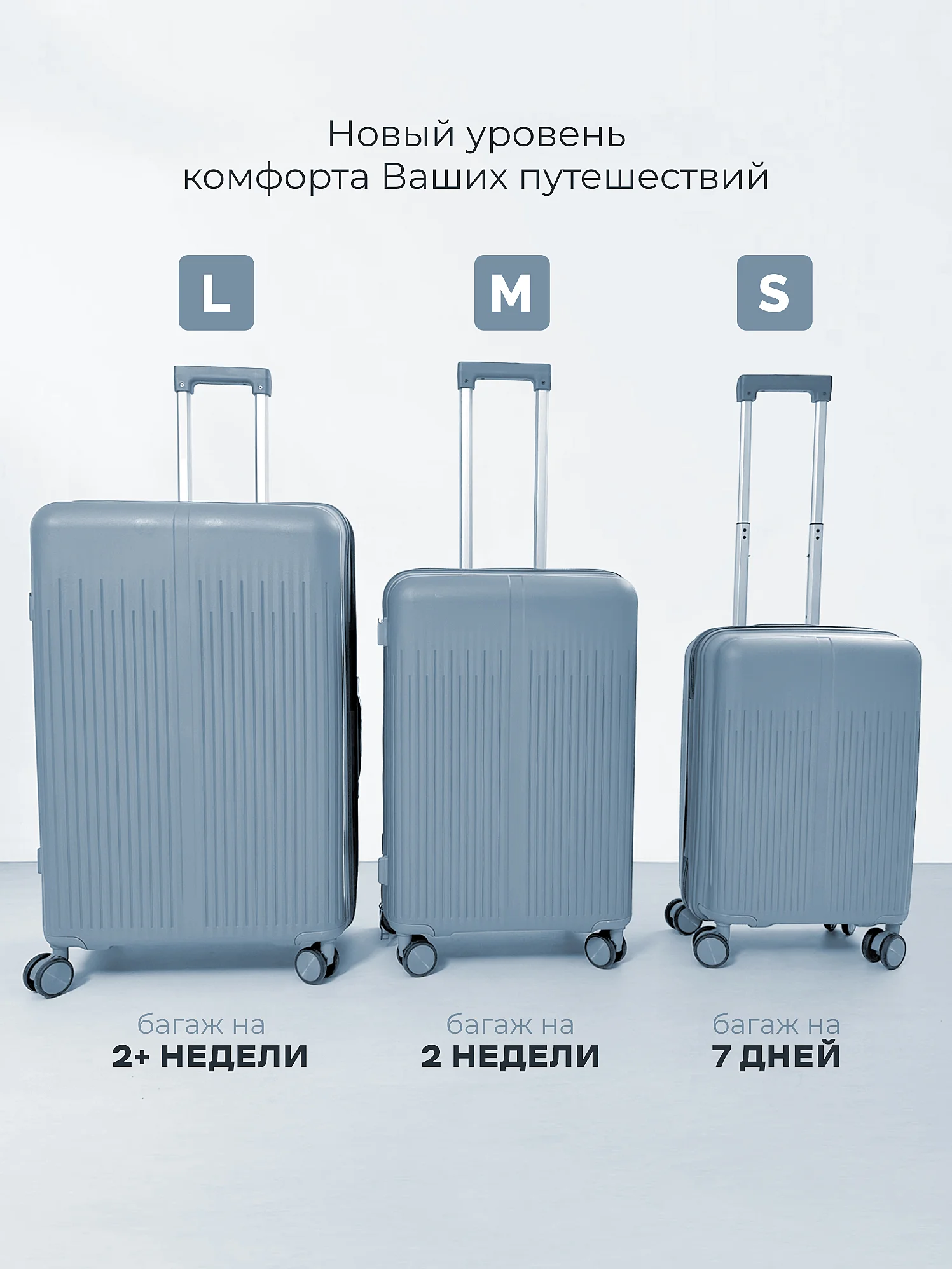 Голубой все ПРОМОКОДЫ РАБОТАЮТ! Премиум Чемодан ударопрочный, облегченный из 100% полипропилена