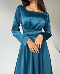 Платье женское вечернее, атласное женское платье, платье миди