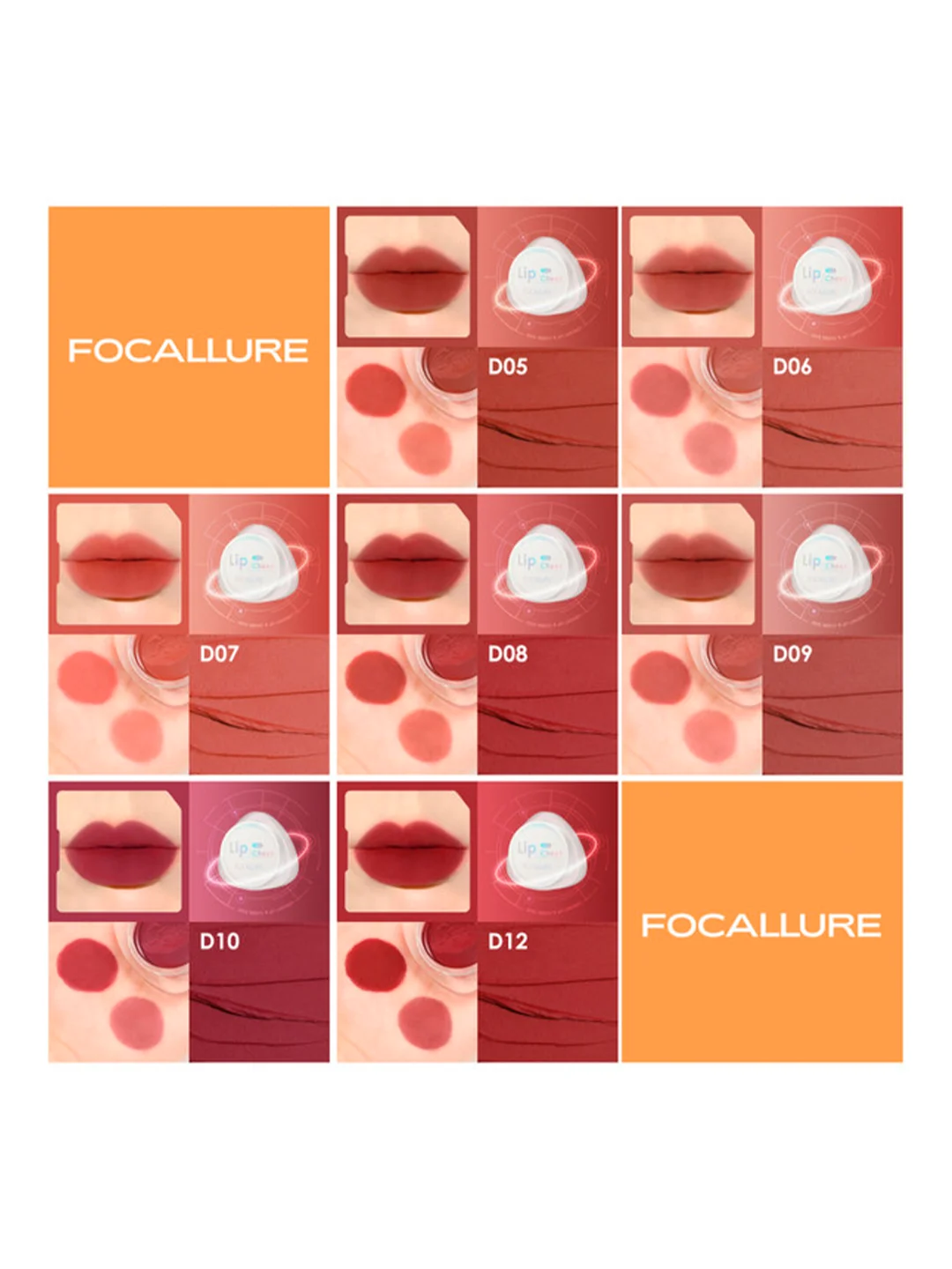 FOCALLURE Кремовые румяна помада Creamy Lip & Cheek Duo тон D10, 5 г