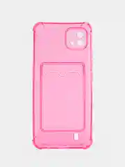 Фуксия чехол противоударный Realme C30, C21, C11 2021, C20, C35 прозрачный, с карманом для карты
