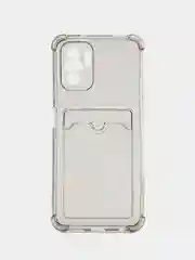 Черный чехол Xiaomi Redmi 10C / Poco C40, A1, Note 10S, 9C прозрачный, с карманом для карты