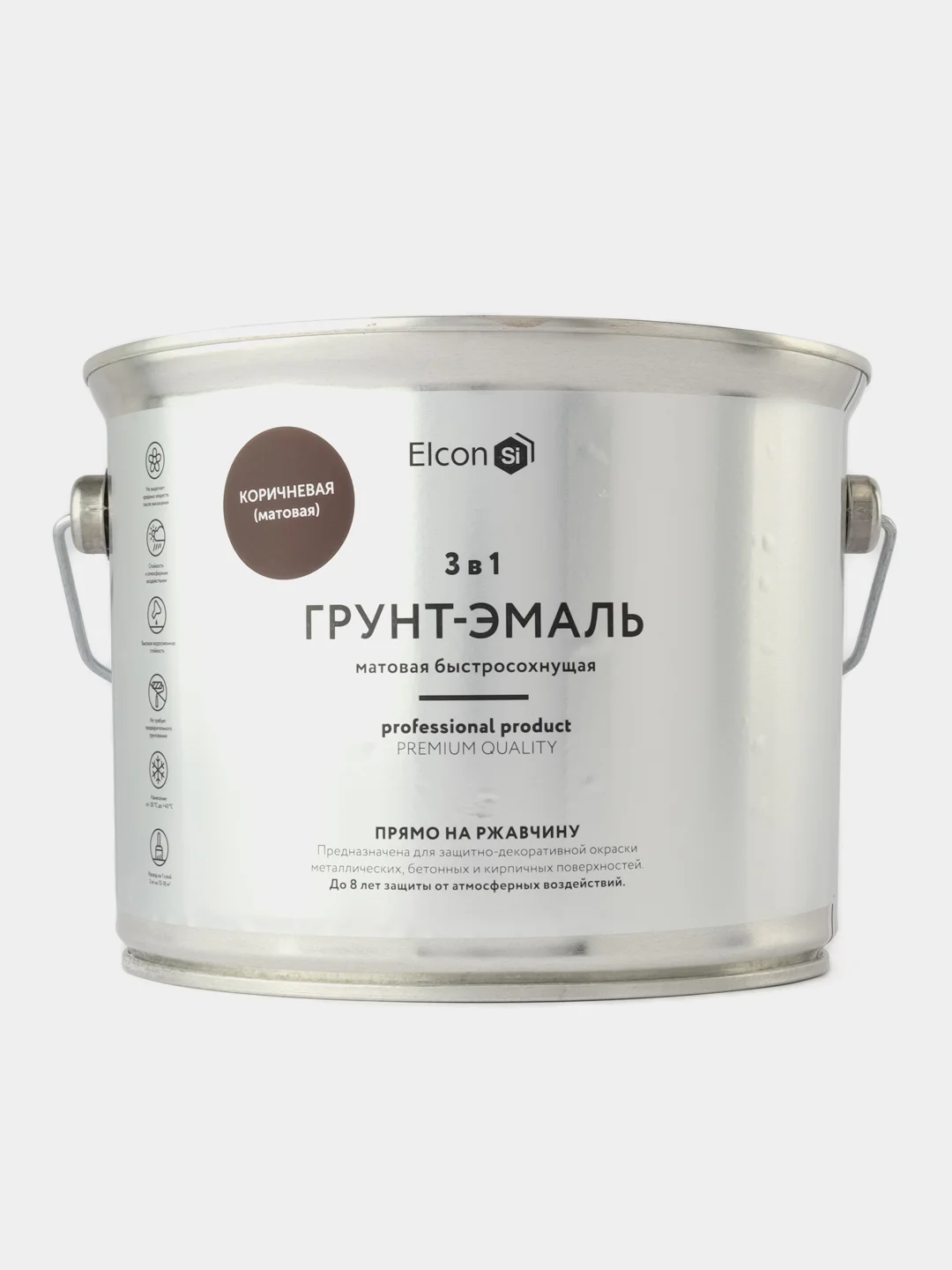 Коричневый грунт-эмаль Elcon по ржавчине по металлу 3 в 1 матовая