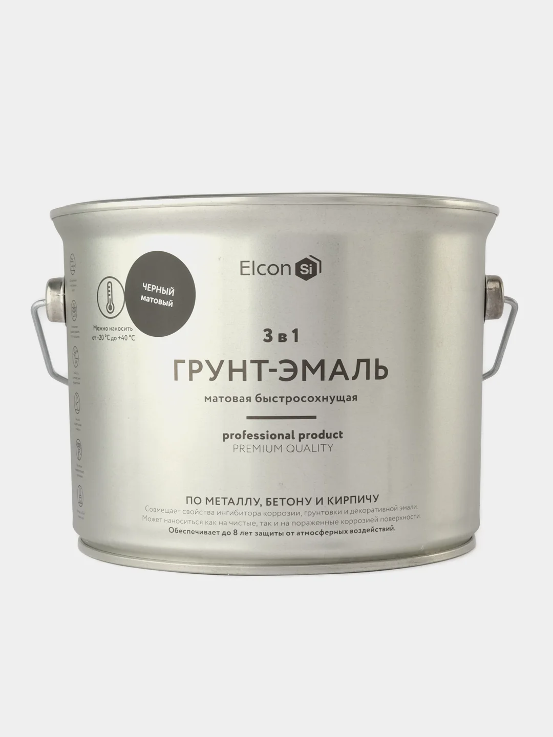 Черный грунт-эмаль Elcon по ржавчине по металлу 3 в 1 матовая