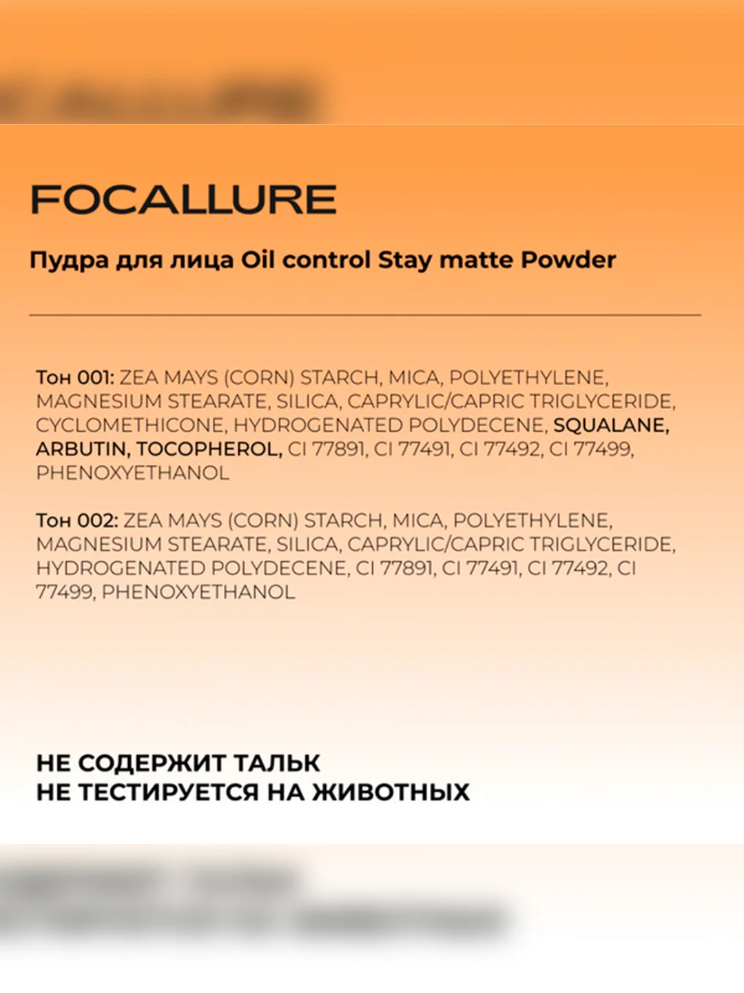 FOCALLURE Пудра для лица Oil control Stay matte Powder тон 001, 10 г