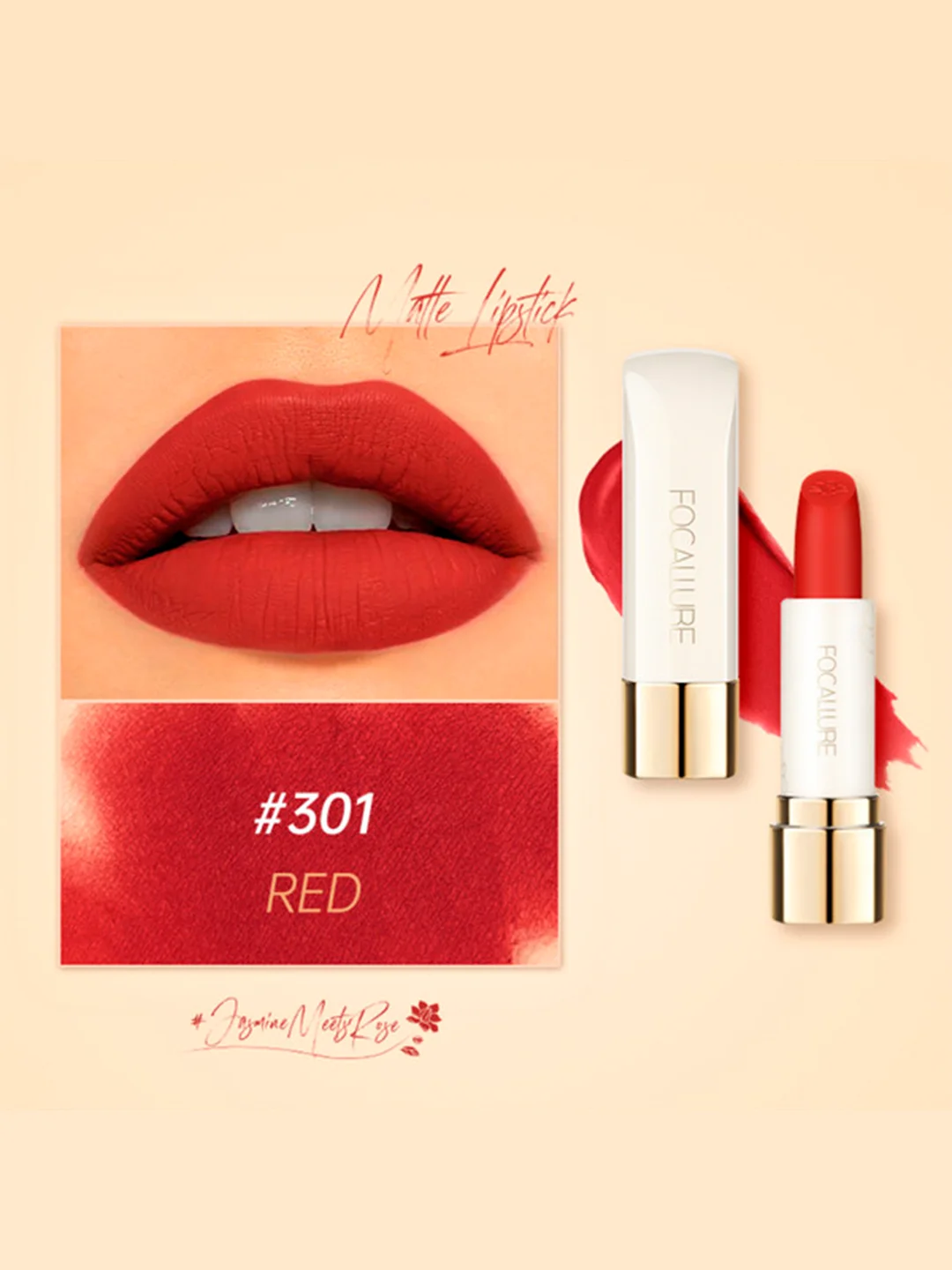 FOCALLURE Помада для губ Pure Matte Lipstick тон 301, 3,7 г