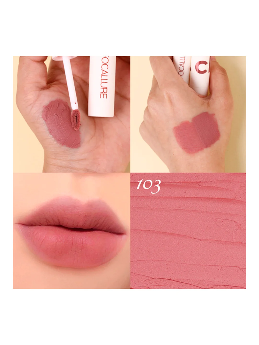 FOCALLURE Помада для губ жидкая матовая Clay Pillowy Soft Liquid Lipstick тон 103, 2 г