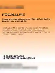 FOCALLURE Пудра для лица рассыпчатая Filtered Light Setting Powder тон 02, 8,5 г