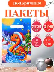 Пакет подарочный, полиэтиленовый, новогодний, Символ года - Змея. 20*30 см, 30*40 см
