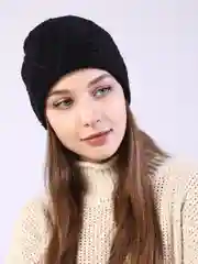 Черный женская шапка, теплая, двухслойная, на весну, на зиму, осень, 5 цветов