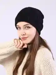 Черный женская шапка, теплая, двухслойная, на весну, на зиму, осень, 5 цветов