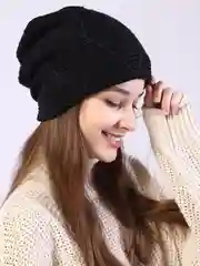 Черный женская шапка, теплая, двухслойная, на весну, на зиму, осень, 5 цветов