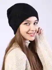 Черный женская шапка, теплая, двухслойная, на весну, на зиму, осень, 5 цветов