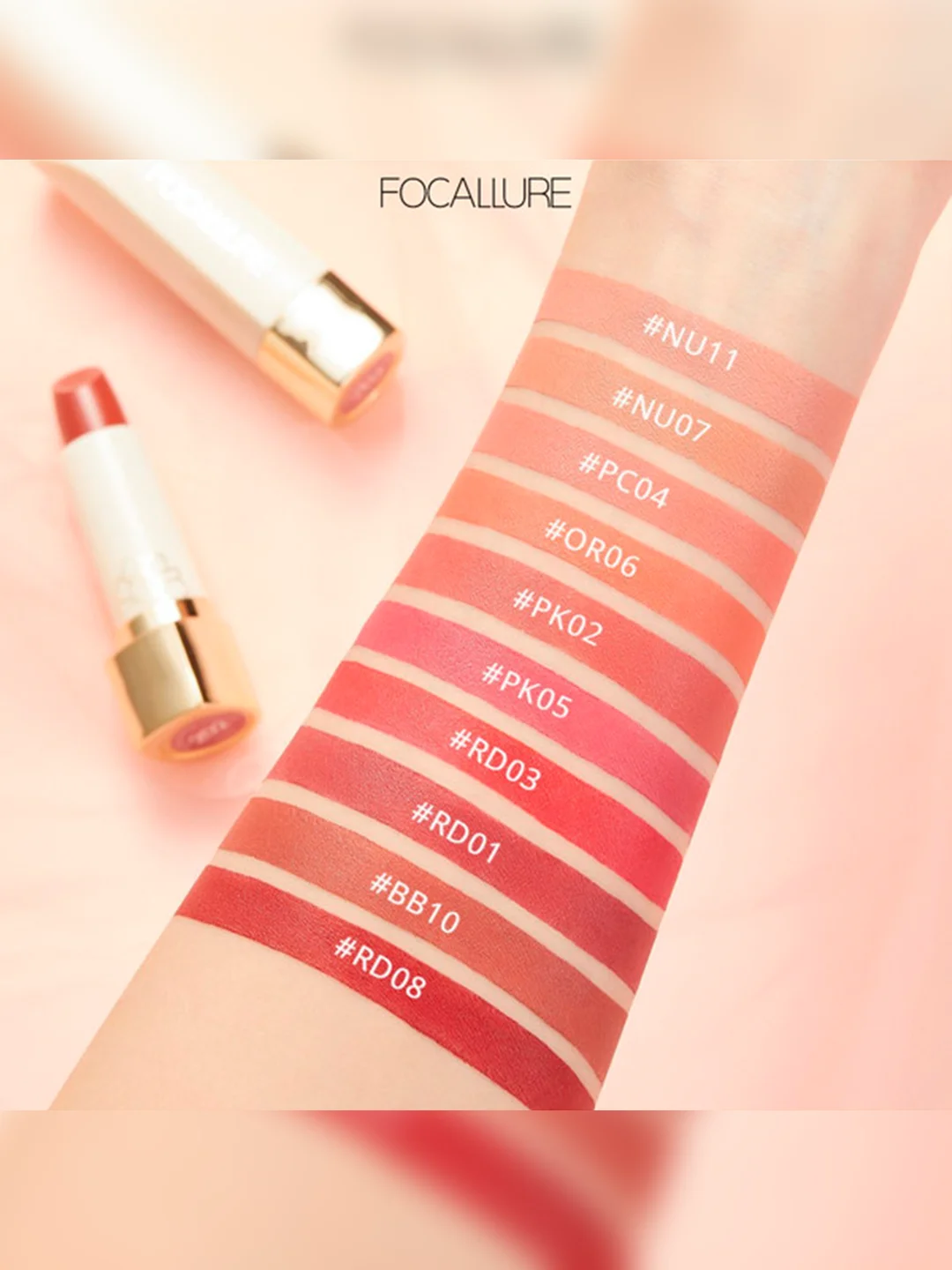 FOCALLURE Помада для губ Pure Matte Lipstick тон PK02, 3,7 г