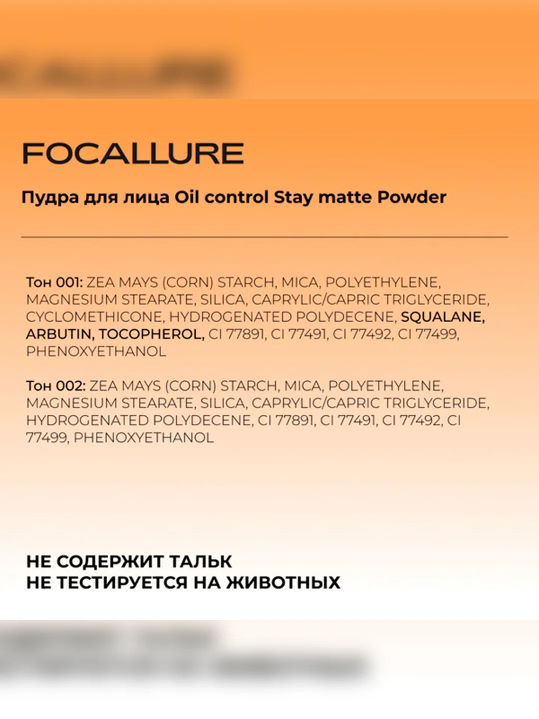 FOCALLURE Пудра для лица Oil control Stay matte Powder тон 002, 10 г
